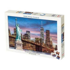 Puzzle Jigsaw Rompecabezas Tomax Estatua De La Libertad & Puente Brooklyn - Nueva York, New York City X 1000 Piezas