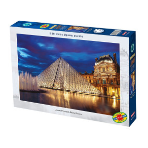 Puzzle Jigsaw Rompecabezas Tomax Pirámide del Museo del Louvre - París, Francia Iluminado X 1000 Piezas
