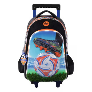 Mochila De Ruedas Para Niños De 18 Pulgadas Champions League Con Luz Led Footy